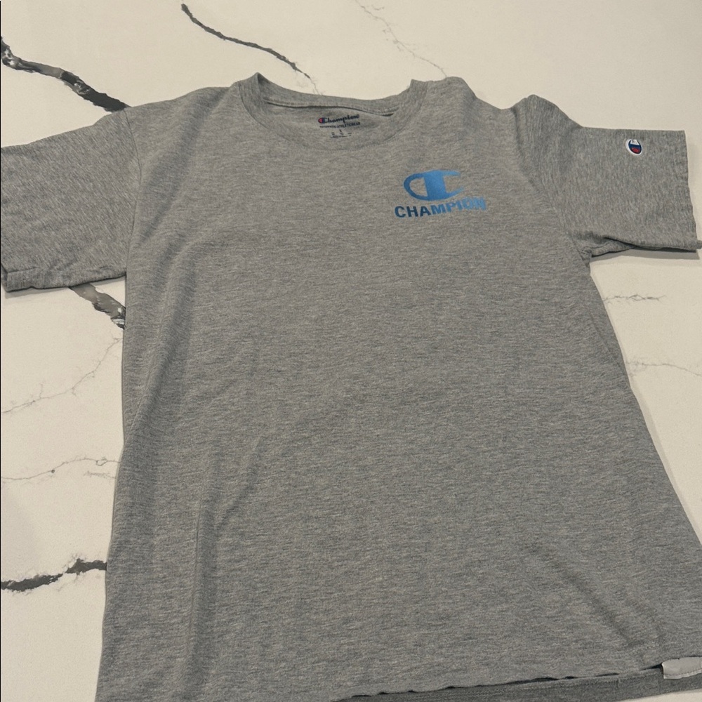 Champion Gray Athletic Tee with Blue and Red Logo
